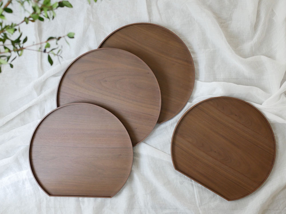 木の器】天然木の半月盆 ウォールナット 4枚セット｜【公式