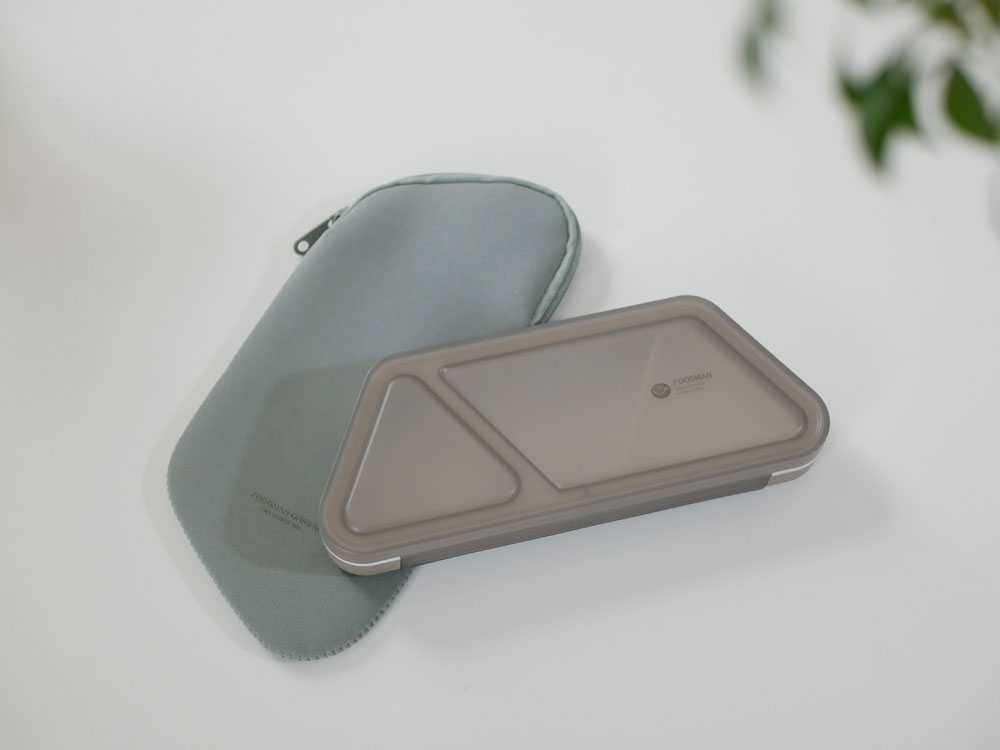 【CB JAPAN/シービージャパン】薄型弁当箱 抗菌フードマン おにぎり・専用ケース 2点セット グレー