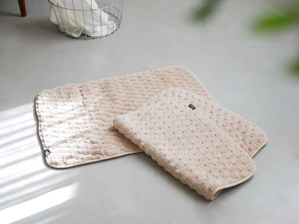 【CB JAPAN/シービージャパン】カラリポコ バスマット Ｍ 2枚組 ベージュ