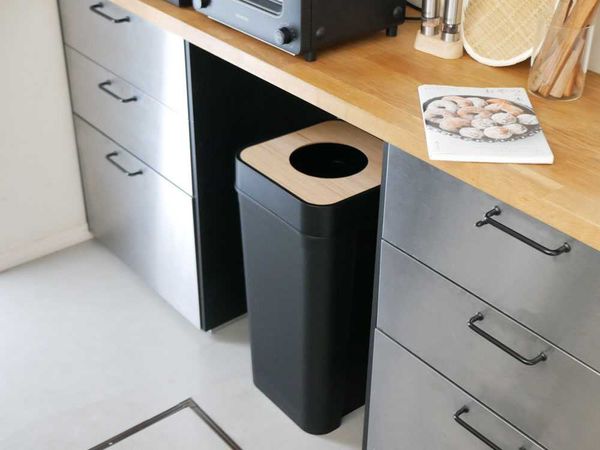 【like-it/ライクイット】中身が見えにくい蓋なしダストボックス 45リットル木蓋セット / ブラック
