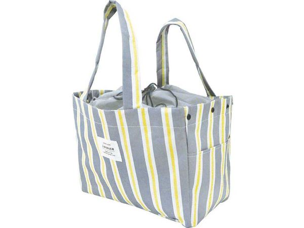 【LAURIER/ローリエ】レジカゴ対応 保冷バッグ 保温バッグ Stripe Gray