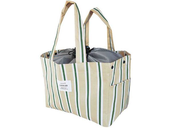【LAURIER/ローリエ】レジカゴ対応 保冷バッグ 保温バッグ Stripe Green