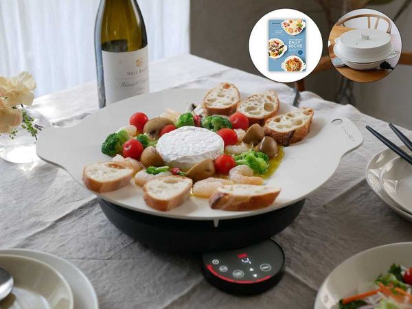 【recolte】卓上IHクッキンググリドル グレー / 《専用シリコン蓋＋デイリーレシピブック付き - HinataLife限定セット》