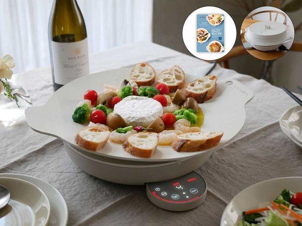 【recolte】卓上IHクッキンググリドル クリームホワイト / 《専用シリコン蓋＋デイリーレシピブック付き - HinataLife限定セット》