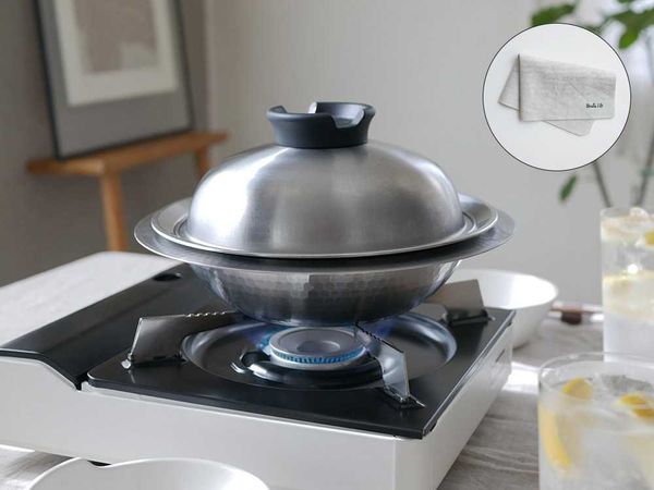 【Arnest/アーネスト】 卓上鍋＆蒸し器Hinatalife限定セット / 21cm《超吸水スポンジふきんスウノ付 - HinataLife限定セット》