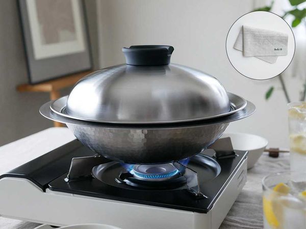 【Arnest/アーネスト】 卓上鍋＆蒸し器Hinatalife限定セット / 26cm《超吸水スポンジふきんスウノ付 - HinataLife限定セット》