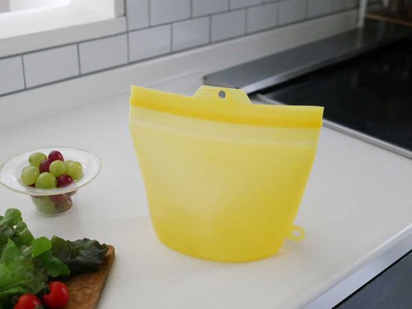 【コジット】大きくひらくシリコンクックバッグ 1.8L イエロー / 単品