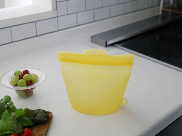 【コジット】大きくひらくシリコンクックバッグ 1L イエロー / 単品