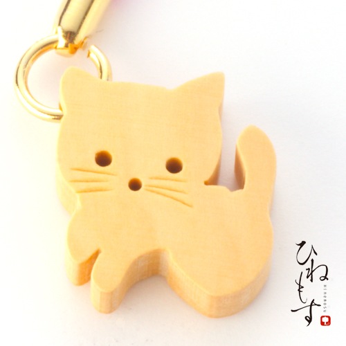 柘植根付】ミニねこ