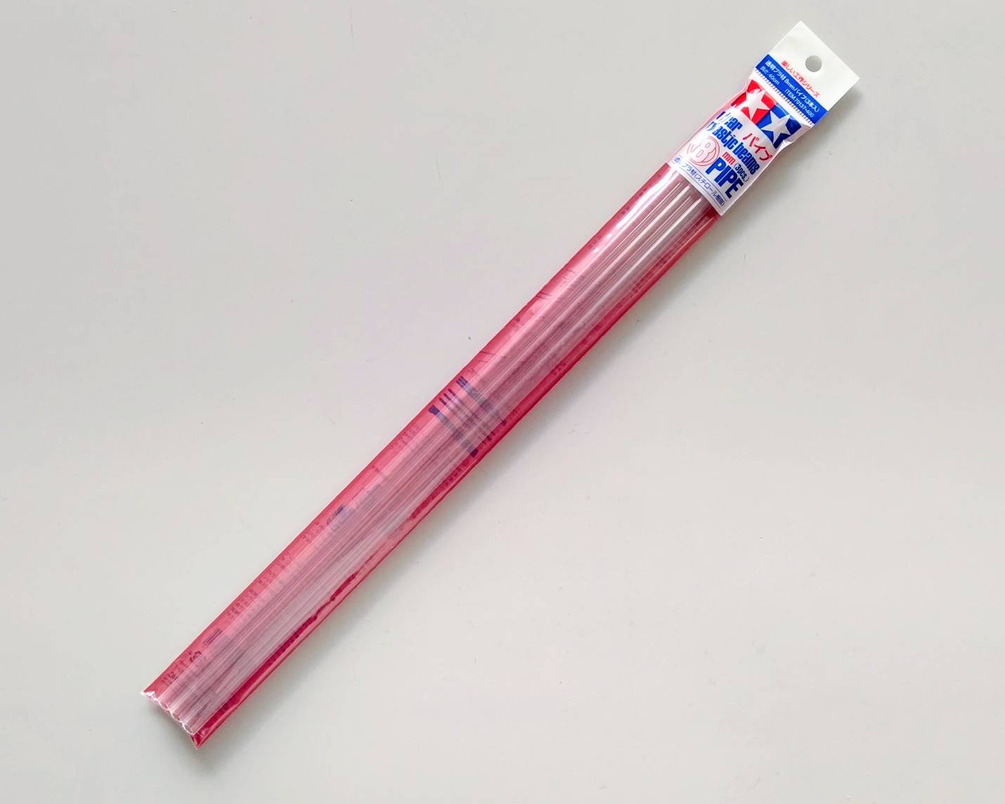 ☆ ジャンク品  【04005】TAMIYA 田宮 透明プラ材（スチロール樹脂） 8mm パイプ 3本 長さ40cm 70137-400（デッドストック）