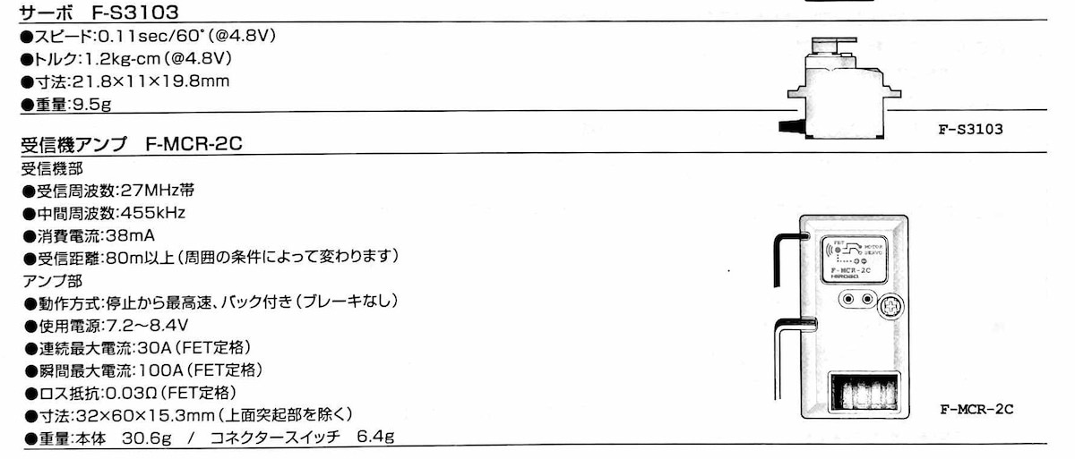 ヒロボー HIROBO パーツ 【1207-891】Futaba製 2chスティック式送信機,アンプ,サーボセット（★クリスタル別売 1207-060〜071）アウトレット・新品同様・化粧箱なし .