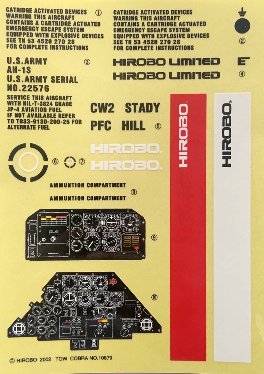 ヒロボー HIROBO パーツ 【0414-260】 トウコブラ デカールセット