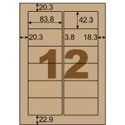 クラフト紙ラベル ダークブラウン ダンボール用 A4 12面