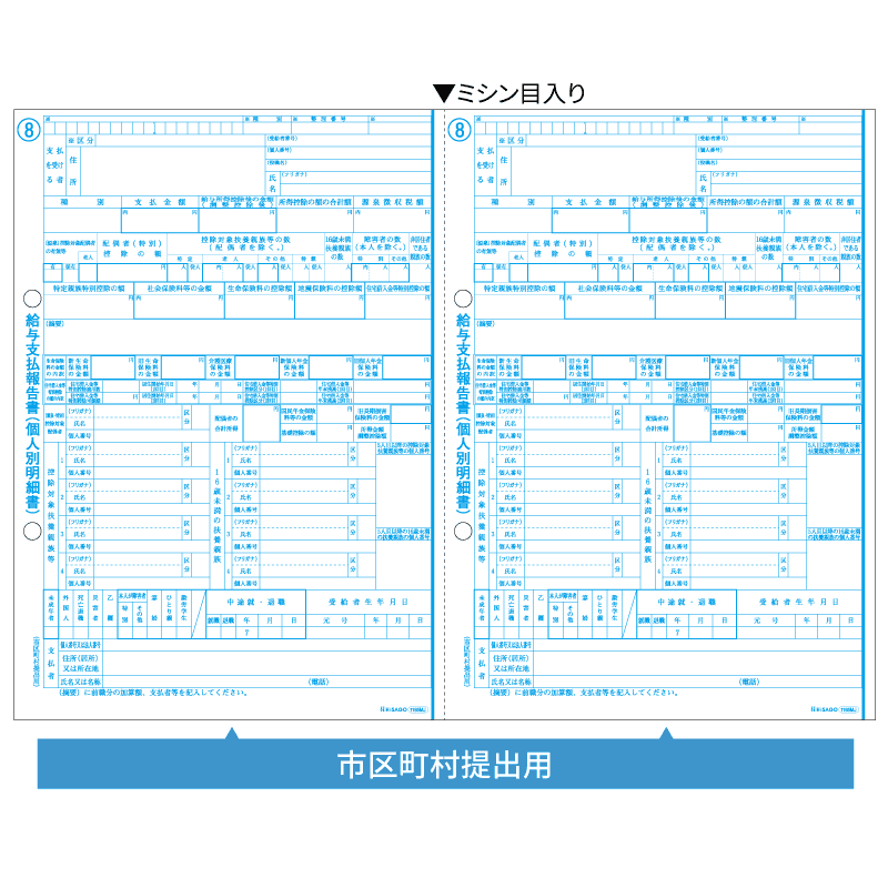 給与支払報告書（個人別明細書）A4 2面