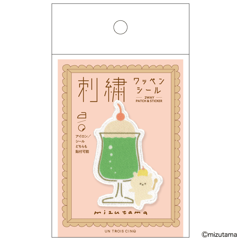 mizutama 刺繍ワッペンシール メロンソーダクマ