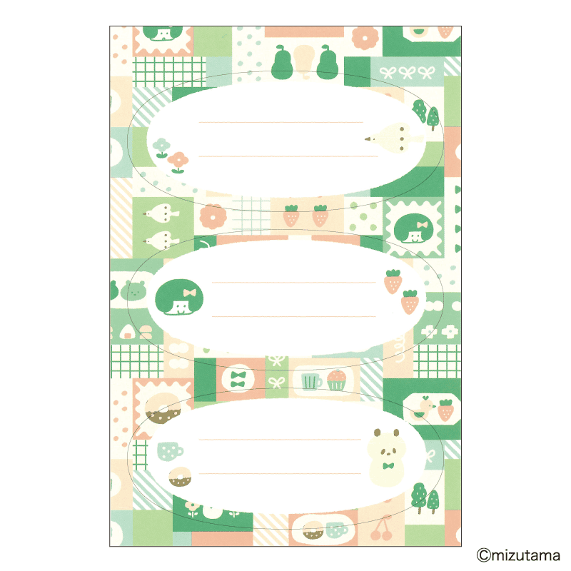 mizutama ちょい書きシール だ円 パッチワーク