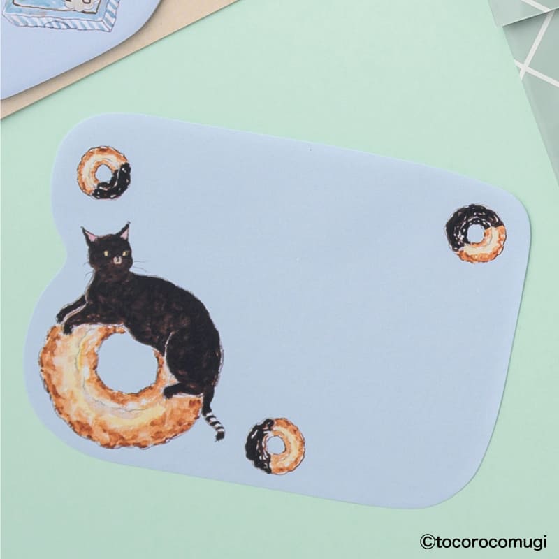 しっかり貼れるピタふせん L（メッセージタイプ）／トコロコムギ チョコレートドーナツにゃんこ
