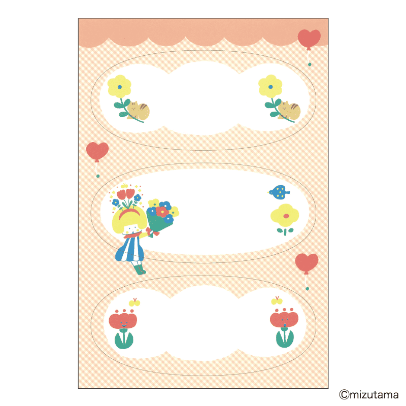 mizutama ちょい書きシール だ円 ブーケ