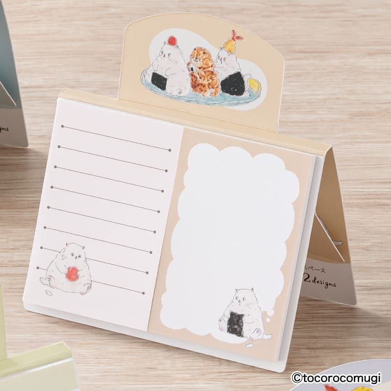 立つふせんBIG おまかせおにぎりにゃんこ／罫線 ＆ フリースペース