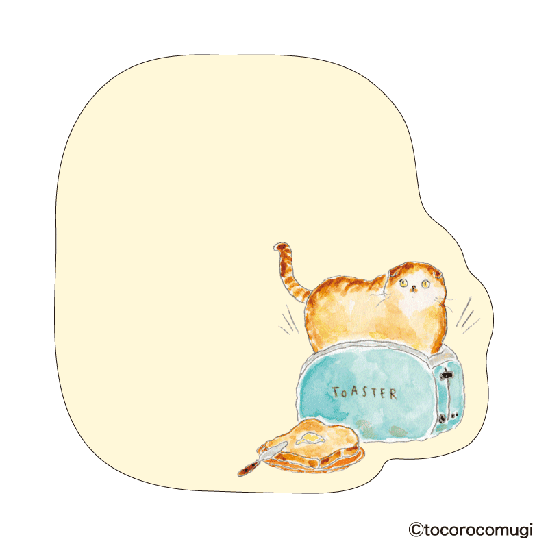 しっかり貼れるピタふせん M（メモタイプ）／トコロコムギ 焼きたてトーストにゃんこ