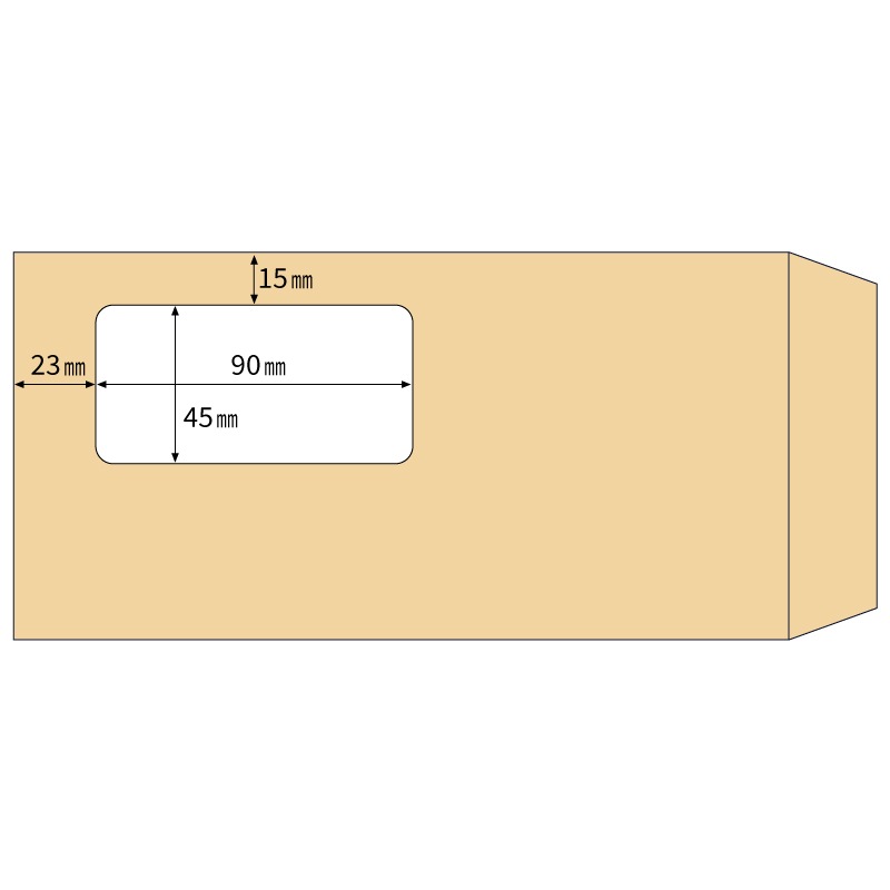 窓つき封筒 A4三ツ折用（長6）/クラフト紙