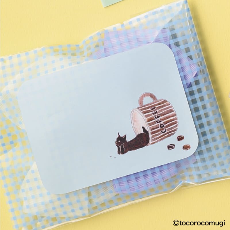 しっかり貼れるピタふせん L（メッセージタイプ）／トコロコムギ こぼれちゃったコーヒーにゃんこ