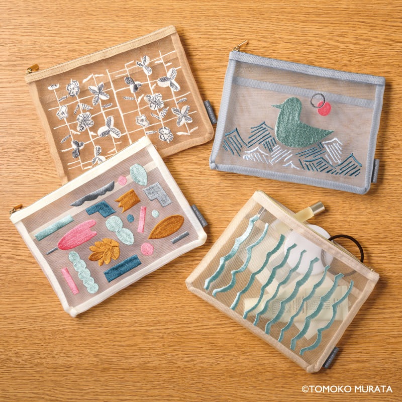 ムラタトモコ 刺繍メッシュポーチ Ripple（リップル）