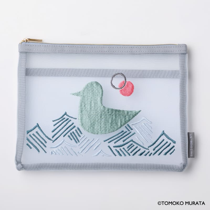 ムラタトモコ 刺繍メッシュポーチ Seabird（海鳥）