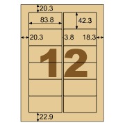 クラフト紙ラベル ライトブラウン 茶封筒用 A4 12面 