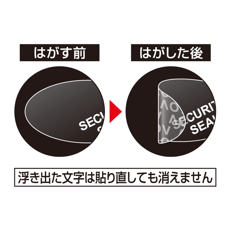 貼った面に跡が残らない開封防止セキュリティシール だ円・12面 透明