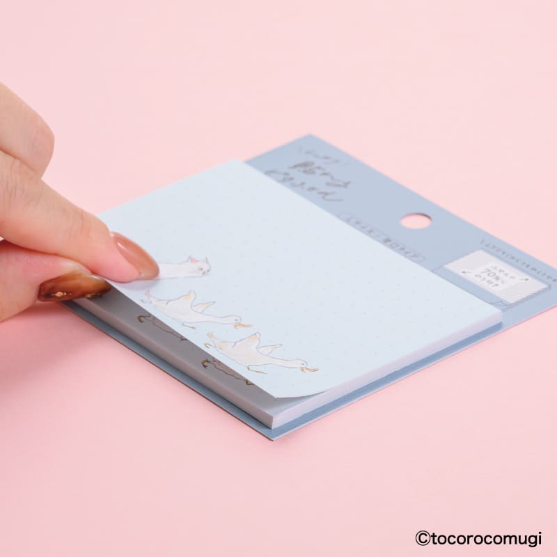 しっかり貼れるピタふせん L（厚口タイプ）／トコロコムギ 猛ダッシュアヒルにゃんこ