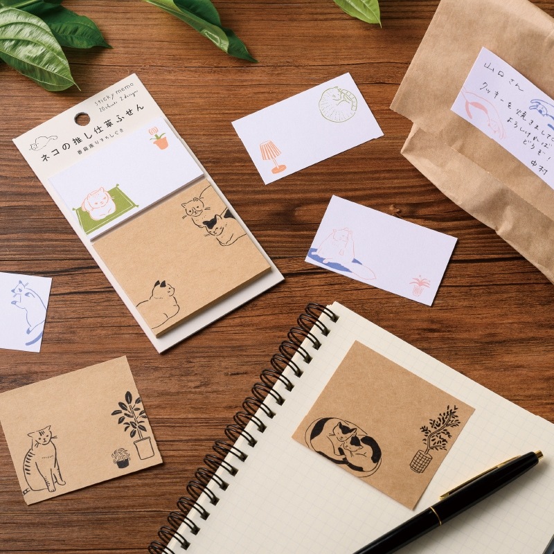 ネコの推し仕草ふせん 毛繕いするしぐさ