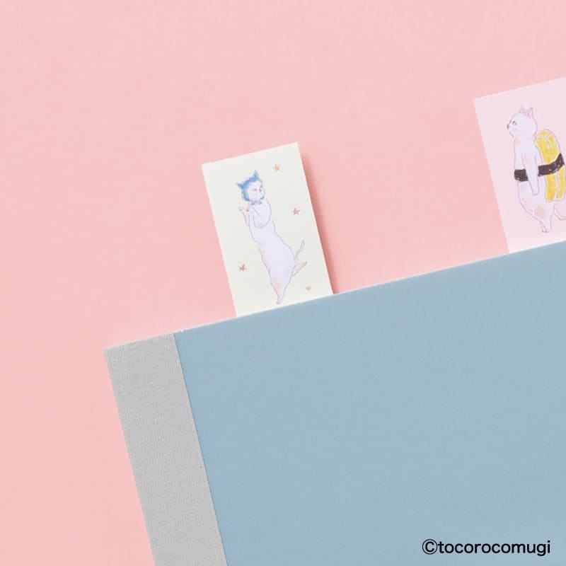 しっかり貼れるピタふせん S（ブックマークタイプ）／トコロコムギ 夜のお祭りにゃんこ