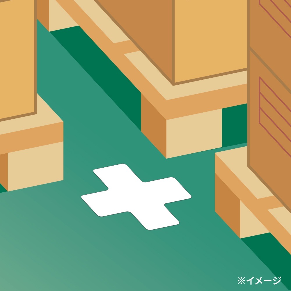 フロアシール 区画表示用 十字型 白