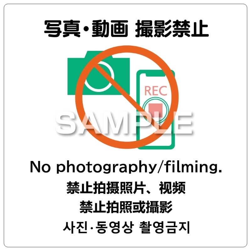 はがせる！ピタロングステッカー 写真・動画 撮影禁止 A4 6面