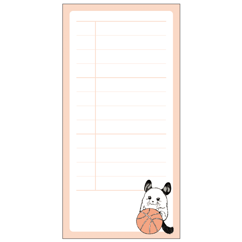 立つふせん バスケがしたいチンチラ／三分割罫線