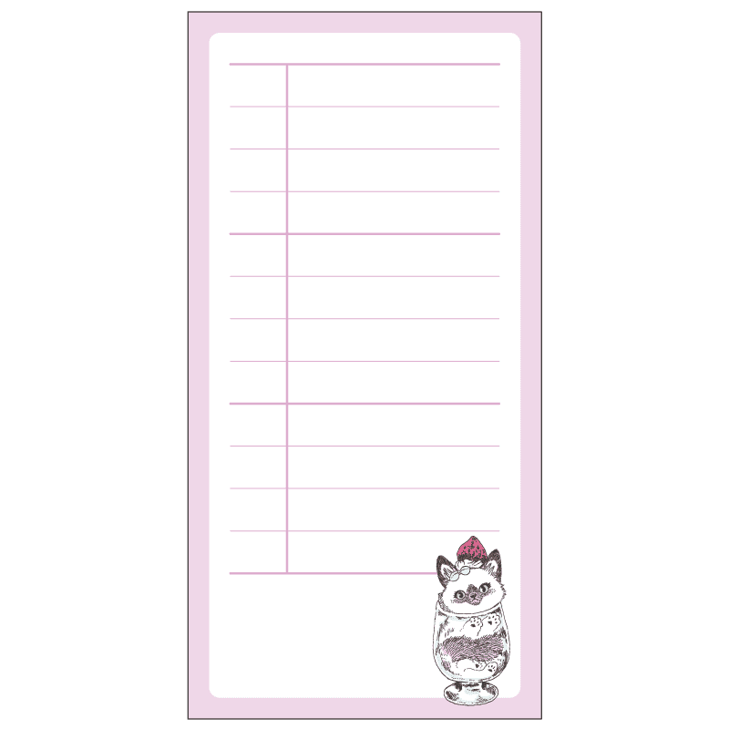 立つふせん パフェになりたい子ネコ／三分割罫線