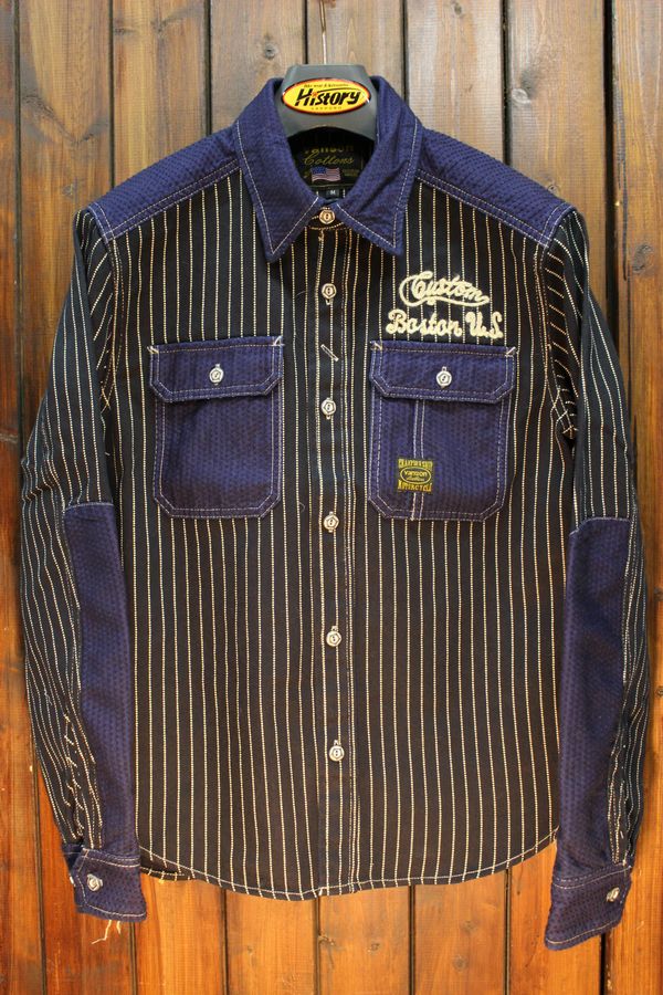VANSON バンソン NVSL-907 刺し子切替デニムシャツ INDIGO（ONE WASH
