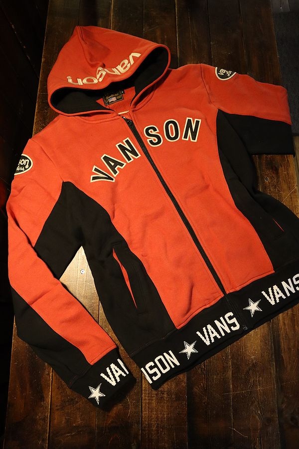 VANSON バンソン NVSZ-2208 裏毛フロントZipパーカー レッド | VANSON