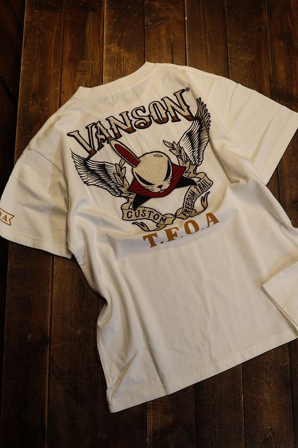 VANSON×CROWS×WORST 武装戦線 コラボ CRV-2305 天竺半袖Tee デス