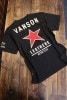 VANSON　バンソン　NVST-2323　天竺半袖Tee　ワンスター刺繍Ｔシャツ　ブラック