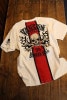 VANSON　NVST-2420 天竺半袖Tee　スカル刺繍　切替　Tシャツ　オフホワイト