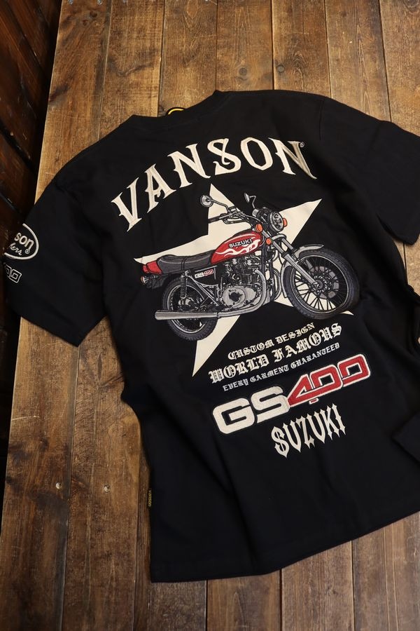 VANSON×SUZUKIコラボ SMV-2404 天竺半袖Tee GS400 刺繍Tシャツ