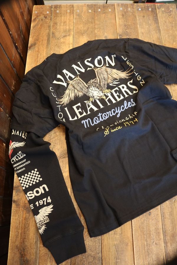 VANSON バンソンNVLT-2409 フェイクロンTee イーグル刺繍長袖Tシャツ