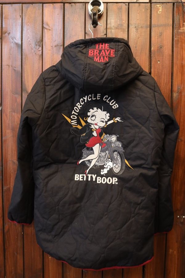 BOB フード付きジャケット 黒 be only brave The BRAVE-MAN×BETTY BOOP BBB-2463 中綿キルティングジャケット