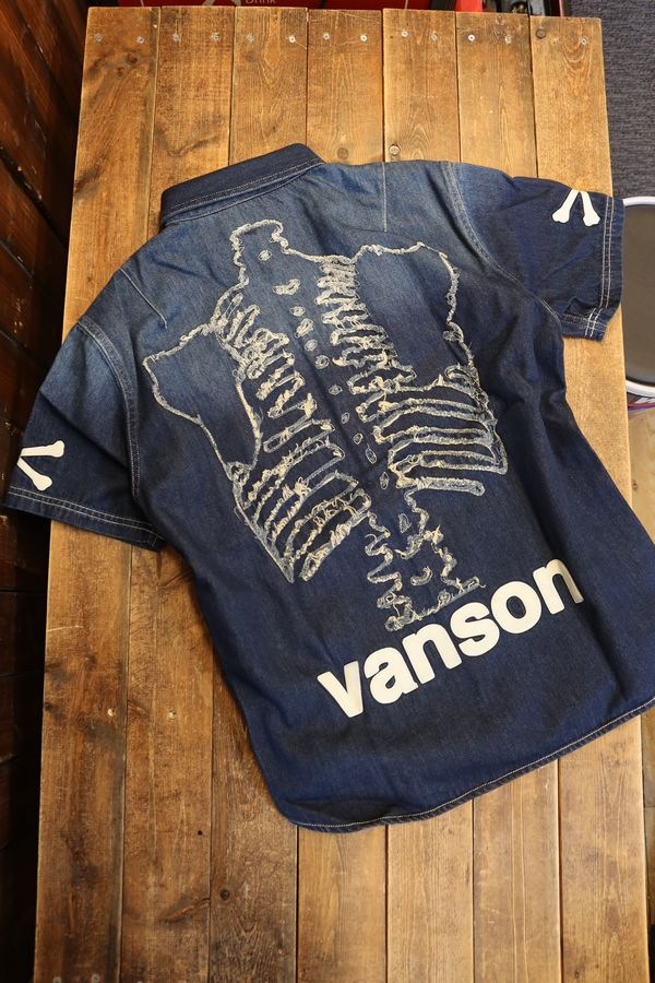 VANSON バンソンプレミアムライン NVSS-2505 デニム半袖シャツ 生地