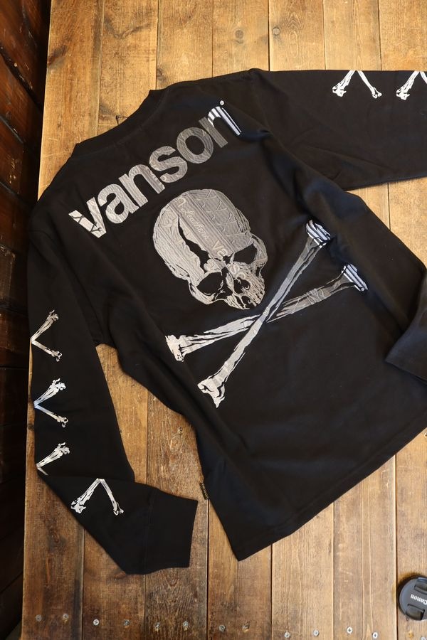 VANSON バンソン NVLT-2512 天竺ロンTee スカル刺繍長袖Tシャツ