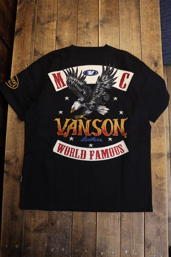 VANSON バンソン NVST-2602 天竺半袖Tee イーグル 刺繍 Tシャツ