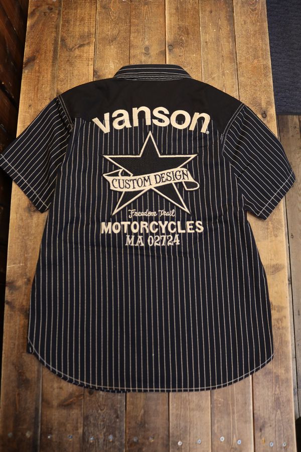 VANSON(バンソン) NVSS-2601 ワンスター デニム半袖シャツ 刺繍
