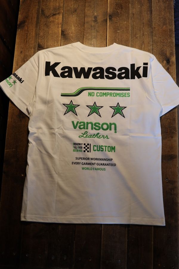 VANSN×KAWASAKIコラボレーション KMV-2601 天竺半袖刺繍Tee レインボー